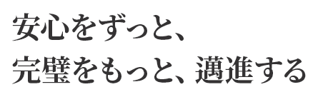 安心をずっと、完璧をもっと、邁進する